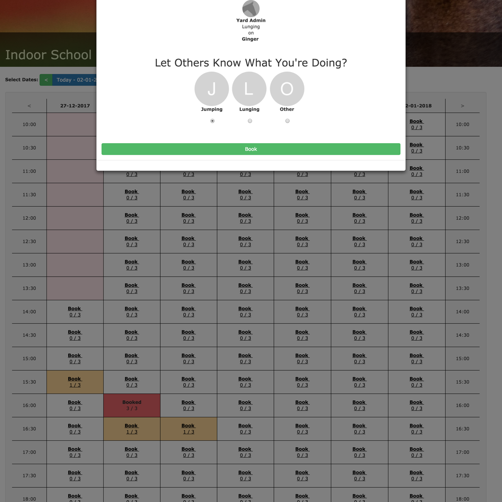 A booking screen